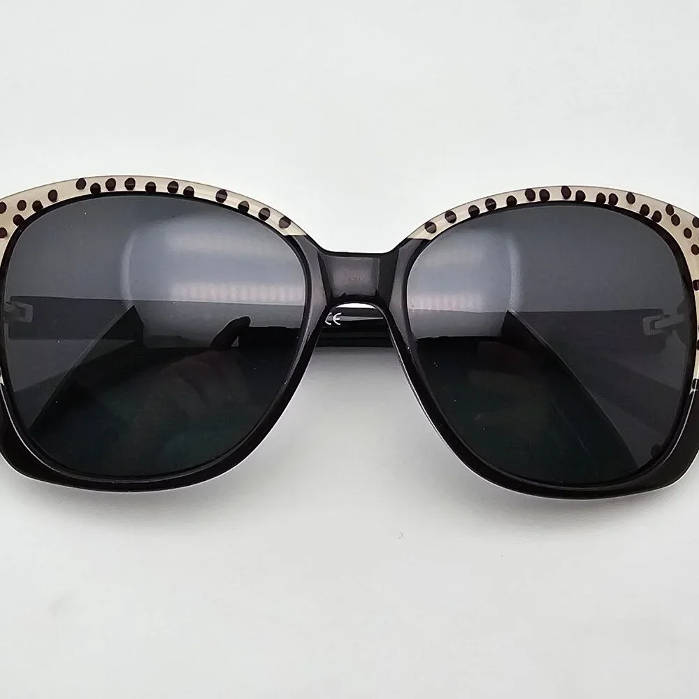 kate spade Black Sunglasses with Cream Polka-Dot Trim